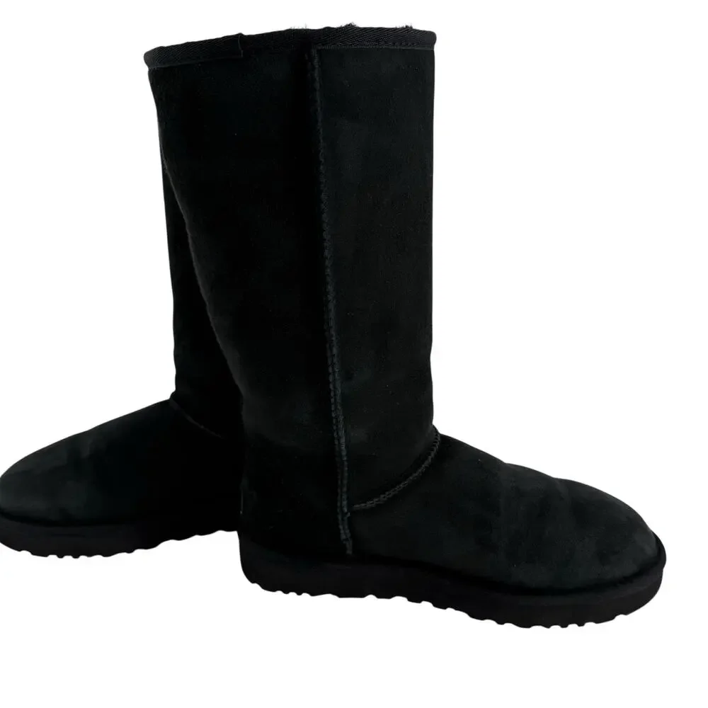 UGG Black Classic Tall II Suede Water Repellent Boots Womens 7